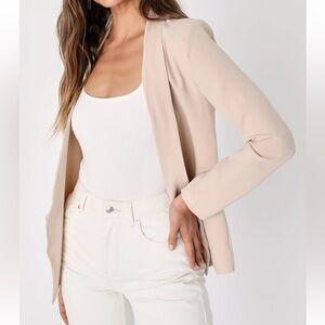 Lulu's Miss Punctuality Taupe Lightweight Blazer